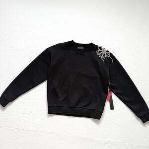 Carbon38 Black Rhinestone Cut Out Sweatshirt, Size Small